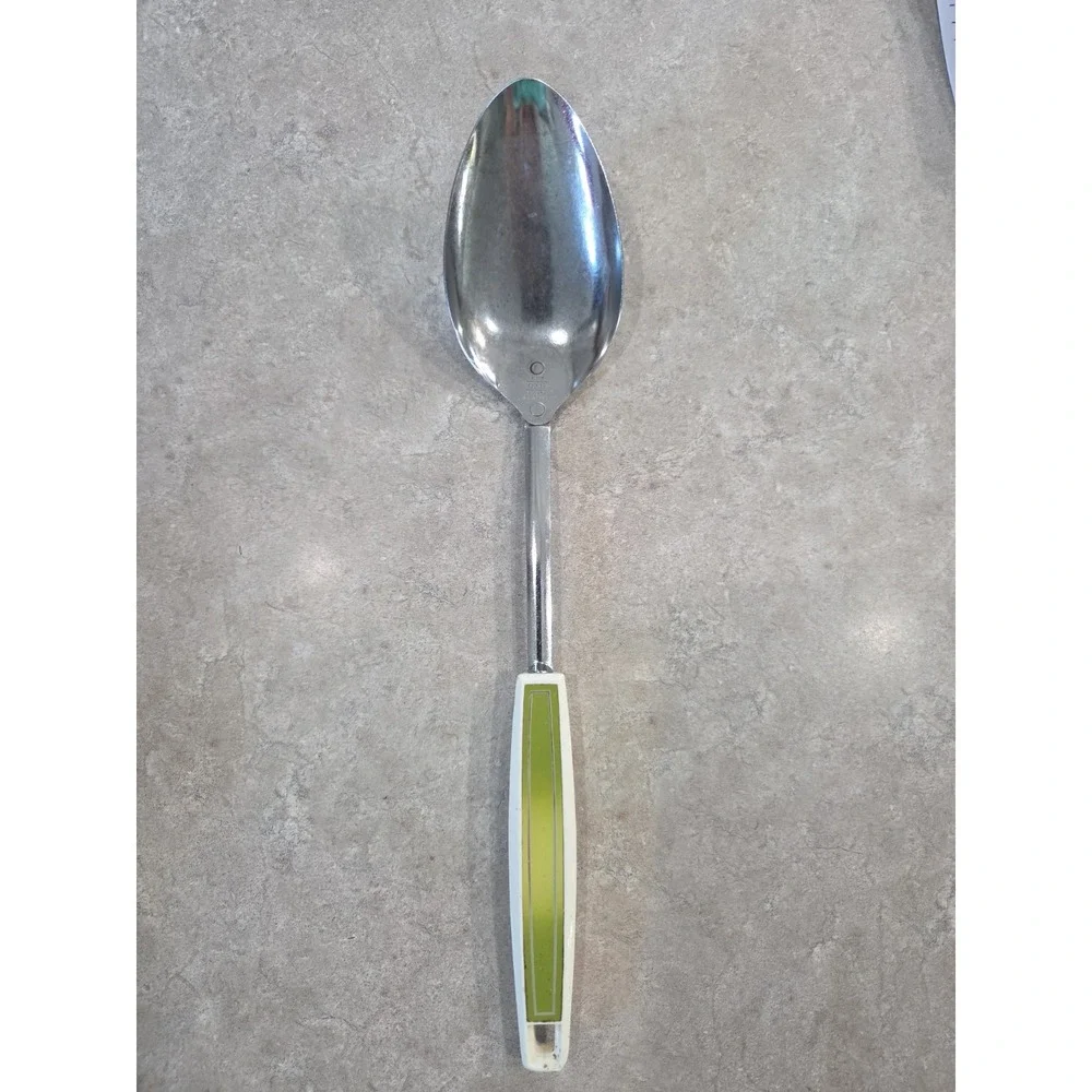 Vintage Ecko Spoon Green/White Handle Chromium Plated USA